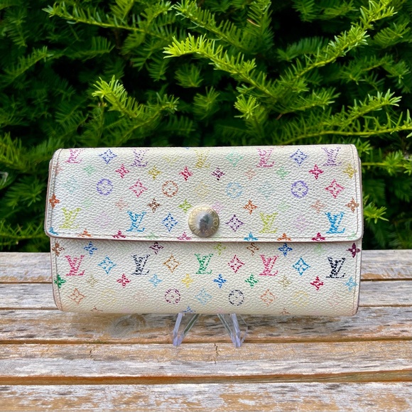 ✨SOLD✨Louis Vuitton x Takashi Murakami White Multicolor Sarah Long Wallet - Picture 1 of 10